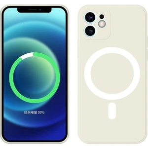 Iphone 12 pro maxMagsafe Özellikli Lansman Silikon Telefon Kılıfı BEYAZ