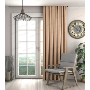 Vizon,kadife Dokulu Fon Perde,pilesiz Ekstrafor Büzgülü (Tek Kanat)