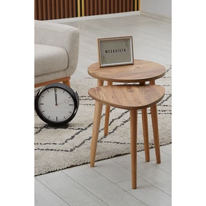 Zigon Sehpa, Zigon Sehpa Seti, 2'li Zigon Sehpa Takımı, Ikili Zigon Yuvarlak, Üçgenimsi-Atlantikçam