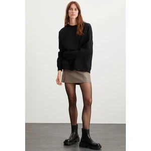 Allys Kadın Bisiklet Yaka Oversize Basic Siyah Sweatshirt