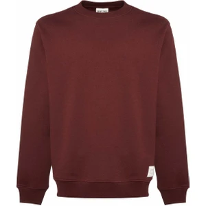 Travis Erkek Yumuşacık Kumaşlı Regular Fit Yuvarlak yakalı Bordo Sweatshirt