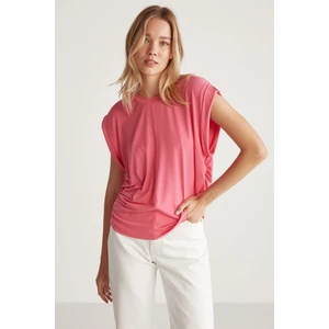 Roberta Kadın Sandy Dökümlü Ve Esnek Kumaşlı Oversize Pembe Bluz