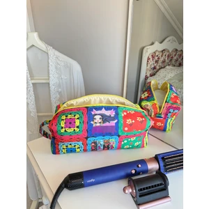 Baby Kangaroo Motif Desenli  Leke Tutmaz Saç Şekillendirici Çantası, Airstrait ve Tüm Saç Şekillendiricilerine Uyumlu çanta,  Xl Boy Seyahat Çantası, Büyük Makyaj Çantası,Organizer