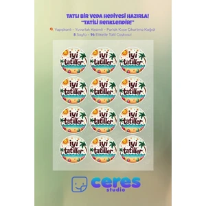 Iyi Tatiller Sticker Seti - 96 Adet Yuvarlak Etiket | Yapışkanlı, Parlak Kuşe Çıkartma Kağıdı