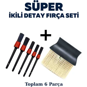 Araç Detay Temizlik Fırça Seti Toplam 6 Parça - Detaylı Oto Yıkama Temizlik Fırça Seti Yumuşak Uçlu