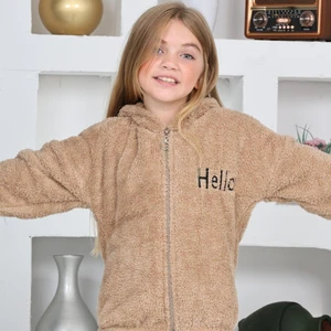 Pelüş Ceket Hello Baskılı