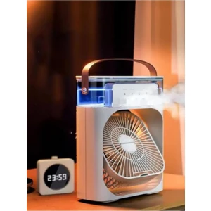 Buzlu Vantilatör Mini Fan 5 Spreyli Su Püskürtmeli 600 ml Buhar Makinesi Nemlendirici Mini Klima Rgb