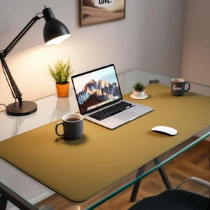 Mouse Pad Büyük Ölçü - Desk Mat Geniş Ebad - Masa Matı – 40 cm × 80 cm – Khaki Olive Siyah XL Mouse Pad – PU Deri - Gamer Kaymaz Taban - Ofis Masa Aksesuar