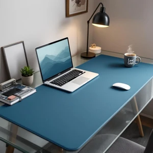 Mouse Pad Büyük Ölçü - Desk Mat Geniş Ebad - Masa Matı – 60 cm × 100 cm – Teal Mavi Siyah XL Mouse Pad – PU Deri - Gamer Kaymaz Taban - Ofis Masa Aksesuar