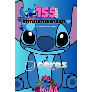 Stitch Temalı 155 Parça Sticker Seti - Kawaii Karakter Etiketleri Defter Laptop Telefon Için