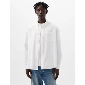 Erkek Beyaz Gap Logo Oversize Oxford Gömlek