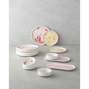 English Home Splash Seramik Kahvaltı Takımı 10 Parça 4 Kişilik Desenli Kırmızı-Pembe