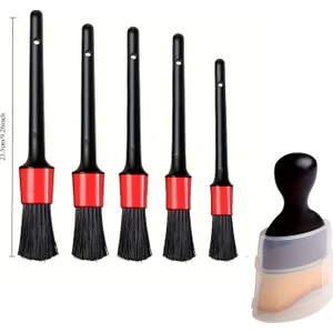 Bakgelal 6 Parça Araba Temizlik Fırçası Seti, Detay + Menfez Fırçası, Araç Içi Toz ve Kir Temizliği Için Ideal Set, Oto Detaylı Temizlik  5+1 Fırça Seti, Menfez, Göğüs Paneli ve Zor Alanlar Için Uygun