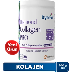 Diamond Collagen PRO Multi Collagen Powder&Bromelain 300g - Hidrolize Peptit Tip 1-2-3 Kolajen