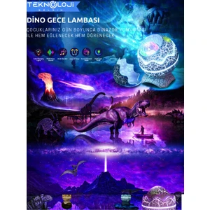Kumandalı Gece Lambası Projektör Işık Çocuklar Için Eğitici Bluetooth Hoparlör Dinazor Yumurtası