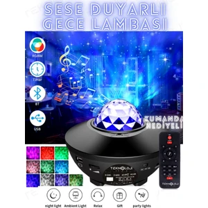 Galaksi Projektör Gece Lambası Bluetooth Hoparlör Disko Topu Yıldızlı Rgb LED Işıklı Tavan Aydınltma