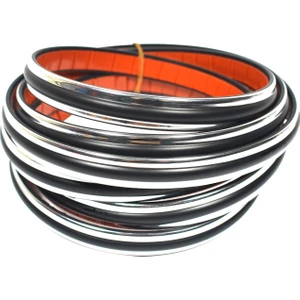 Trend Garaj Krom-Siyah Yapışkanlı Nikelaj Tampon Panjur Şeridi 16 mm 3 Metre