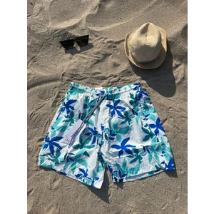 Erkek Palmiye Desenli Deniz Şortu