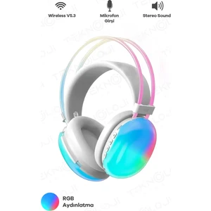 Teknoloji Gelsin Kablosuz Oyuncu Kulaklığı 7.1 Full Rgb Işıklı Stereo Profesyonel Ses Kulaküstü Mikrofonlu Gaming