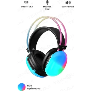 Teknoloji Gelsin Kablosuz Oyuncu Kulaklığı 7.1 Full Rgb Işıklı Stereo Profesyonel Ses Kulaküstü Mikrofonlu Gaming