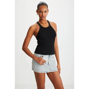 Mıssy Kadın Halter Yaka Kısa Siyah Body