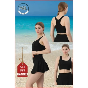 Kadın Siyah Alt-Üst Takım Şort & Crop Denizde Havuzda Sporda Casual / Günlük Kullanım TK3107