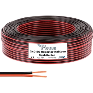 2x0.50 Hoparlör Kablosu Siyah Kordon 100MT Poke PK-1164