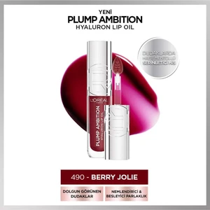 L'oréal Paris Plump Ambition Hyaluron Lip Oil Besleyici ve Nemlendirici Dudak Parlatıcısı - 490 Berry Jolie