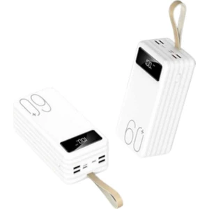 60.000 Mah Powerbank Taşınabilir Şarj Hızlı Dijital Göstergeli Çoklu Kablolu 4usb Girişli El Fenerli