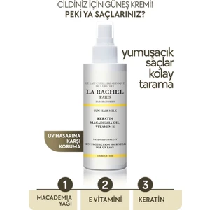 La Rachel-Paris Güneş Işınlarının Verdiği Hasara Karşı Keratin, Macademia Yağı, E Vitamini ile Patentli Saç Sütü