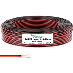 2x0.22 Kordon Hoparlör Kablosu Siyah 100MT Poke PK-1161
