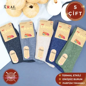Kadın Kışlık (5 ÇİFT) Lambswool Termal Etkili Yün Çorap
