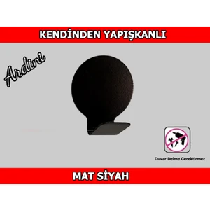 Kendinden Yapışkanlı 4 Lü Paket Yuvarlak Mat Siyah Bornoz Havlu Askısı