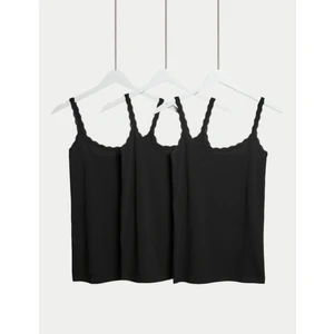 Marks & Spencer 3'lü Pamuklu Dantel Kenarlı Atlet