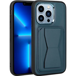 Apple iPhone 12 Pro Kılıf Kartlıklı Standlı ​pu Deri Mbtm Memo Kapak-Lacivert