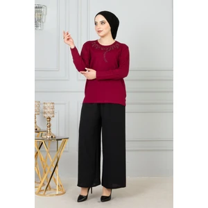 Kadın Kırmızı Anne Penye Bluz Anneler Günü