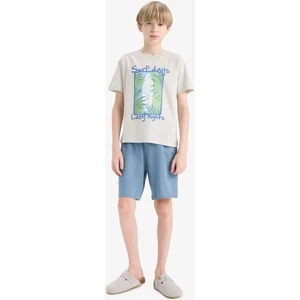 Erkek Çocuk Pijama Takımı Baskılı Kısa Kollu Üst Beli Lastikli Şort F5802A825HS
