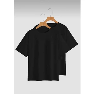Unisex Siyah 2’li Hazır Paket Oversize T-Shirt