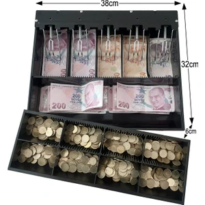 SAYPOS 5 Banknot 8 Bozuk Para Gözlü Gizli Evrak Hazneli Para Çekmecesi İçi Düzenleyici 38x32x6cm