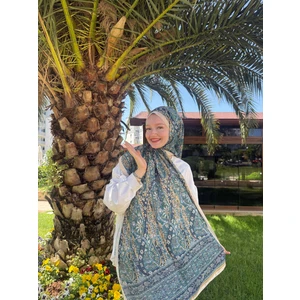 Kamer Scarf Etnomix Serisi Soft Pamuk Etnik Desen Şal Yeşil