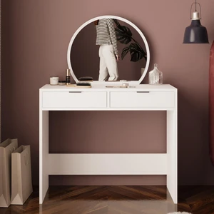 Flora Makyaj Masası A2050 – Beyaz | Aynalı, Takı Düzenleyicili, Çekmeceli