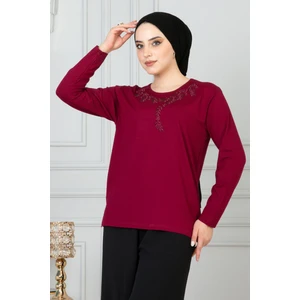 Kadın Kırmızı Penye Bluz Anneler Günü