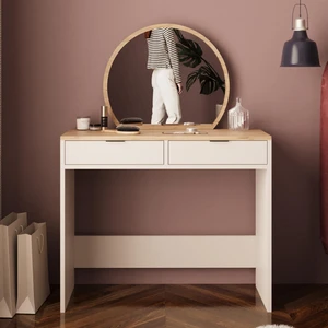 Flora Makyaj Masası A2060 – Sepet Kumtaşı | Aynalı, Düzenleyicili, Kompakt Makyaj Masası