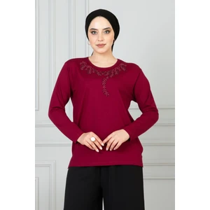 Kadın Kırmızı Anne Penye Bluz Anneler Günü