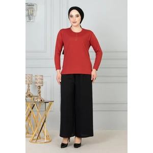 Kadın Anne Fitilli Uzun Kol Likralı Penye Bluz Anneler Günü