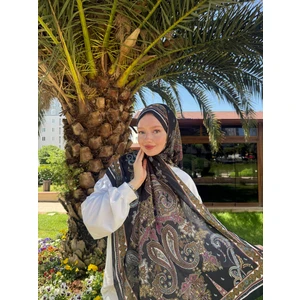 Kamer Scarf Timeless Wieve Serisi Etnik Desen Şal Siyah-Yağ Yeşili-Pembe