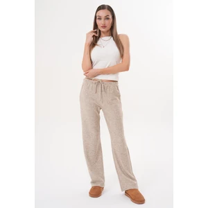 Genius Store Kadın Yumoş Pantolon Beli Lastikli Cepli Bol Örme Pantolon Yumoş Pantolon