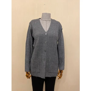 Triko Kışlık Yün Anne Hırka / Gri