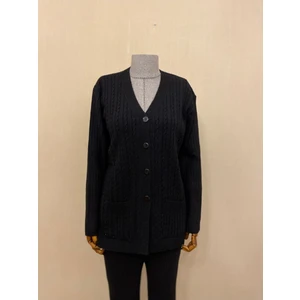 Triko Kışlık Yün Anne Hırka / Siyah