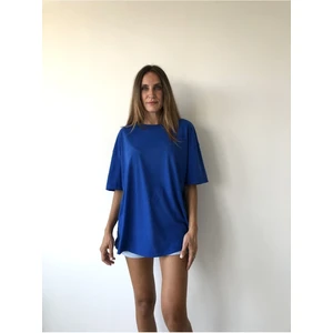 Unisex Pamuk Bisiklet Yaka Boyfriend Örme Oversize T-Shirt